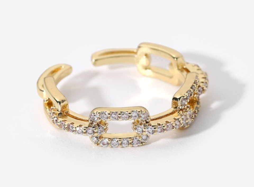 18k Inlaid Geometric Adjustable Rings