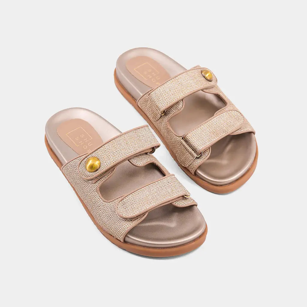Blair Gold Double Strap Sandals