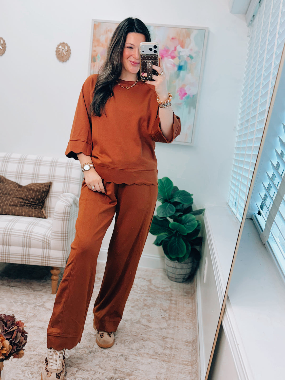 Terracotta Scallop Scuba Knit Set