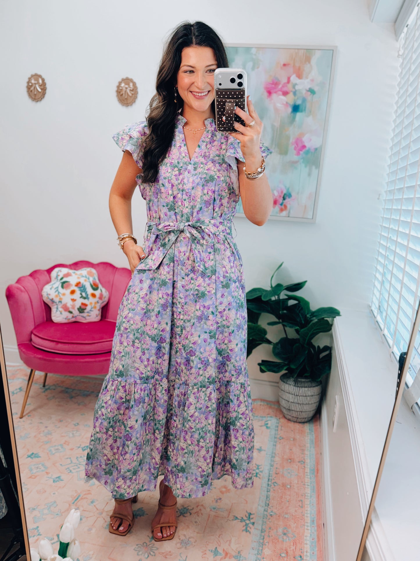 Paisley Ruffle Floral Midi Dress