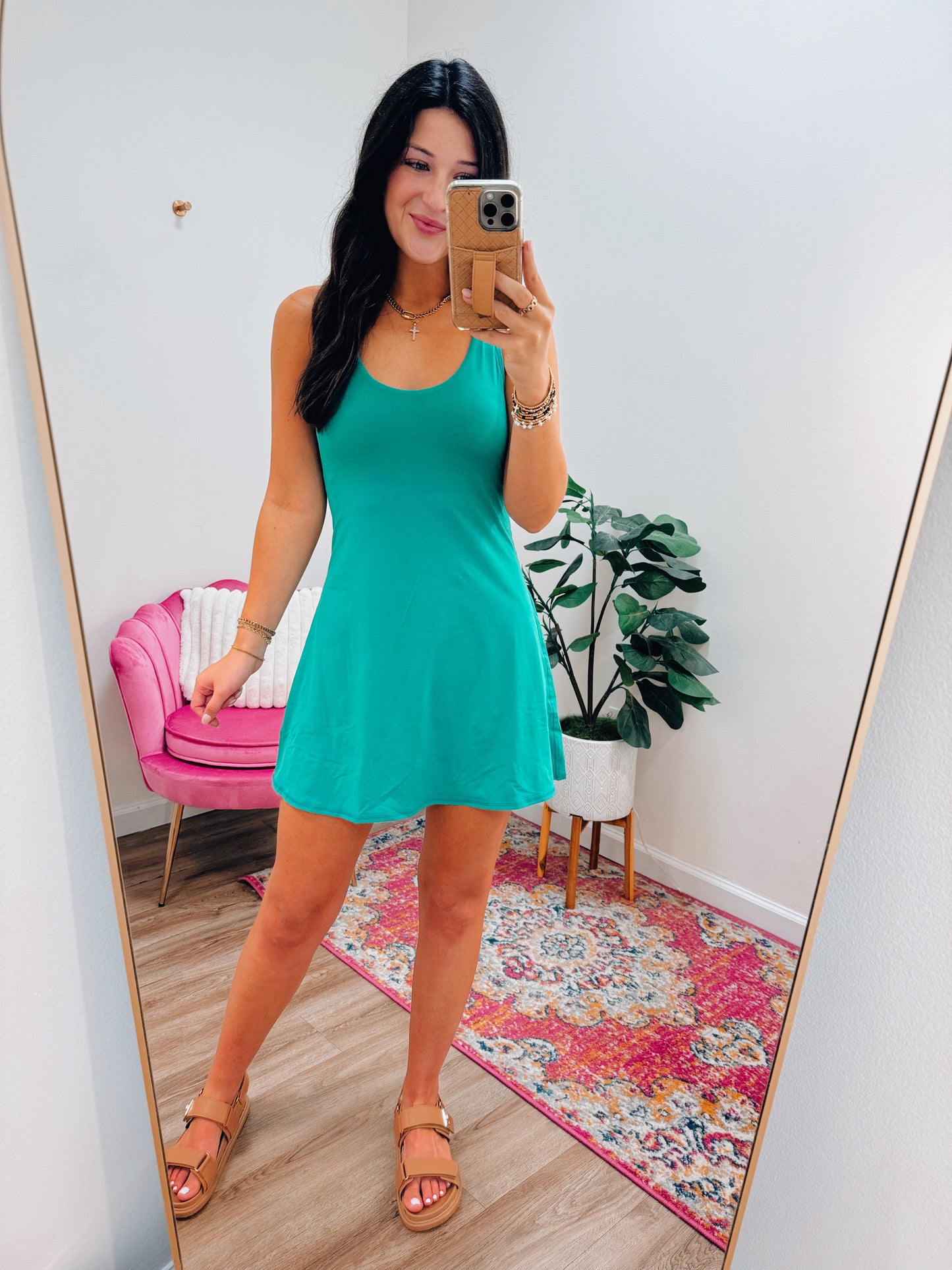 Rae Buttery Soft Tennis Romper Dress - Emerald