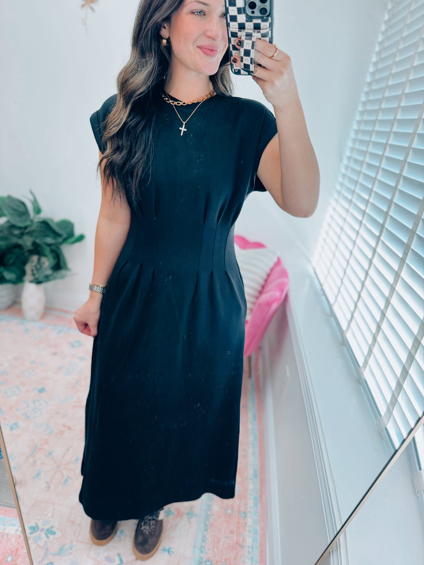 Zara Pleated Waist Midi Dress