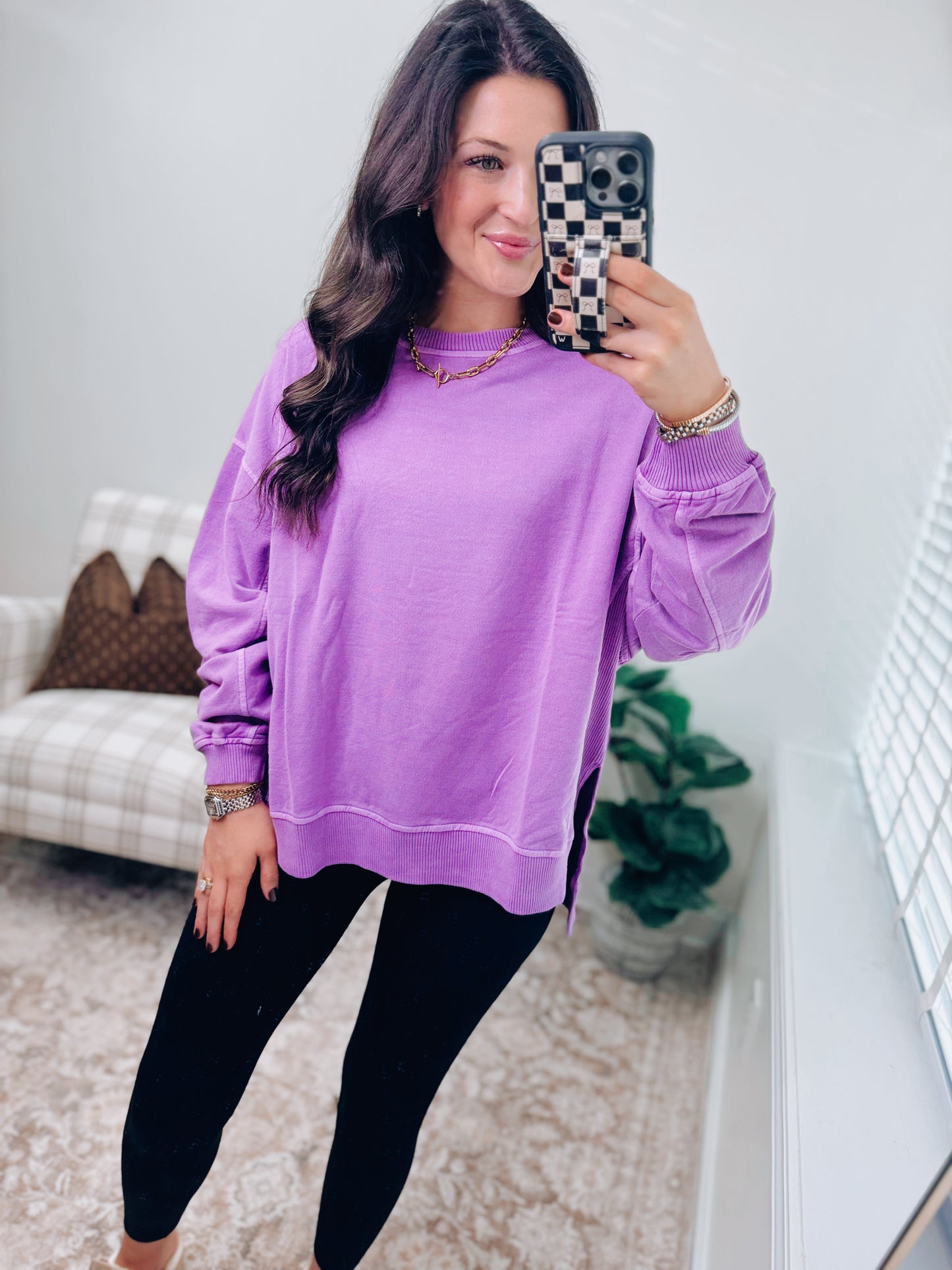 CURVY | DOORBUSTER Washed Light-Weight Crewneck - Purple
