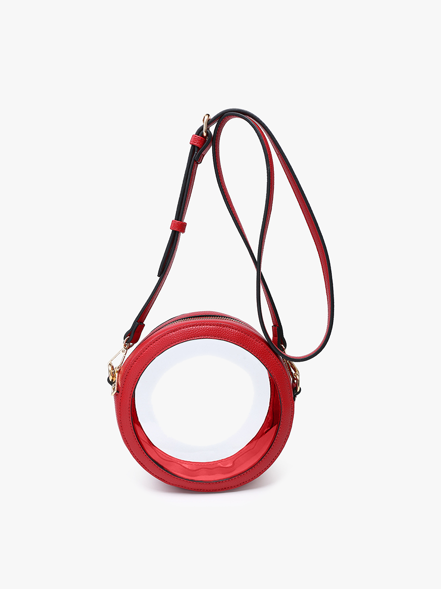 Lilibet Clear Circular Stadium Crossbody Bag | Red