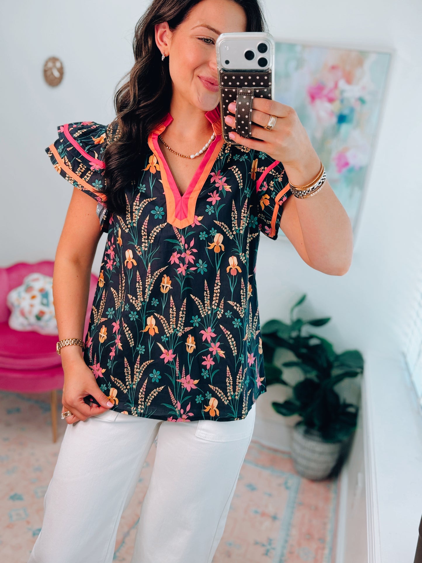 Everly Floral Ruffle Top