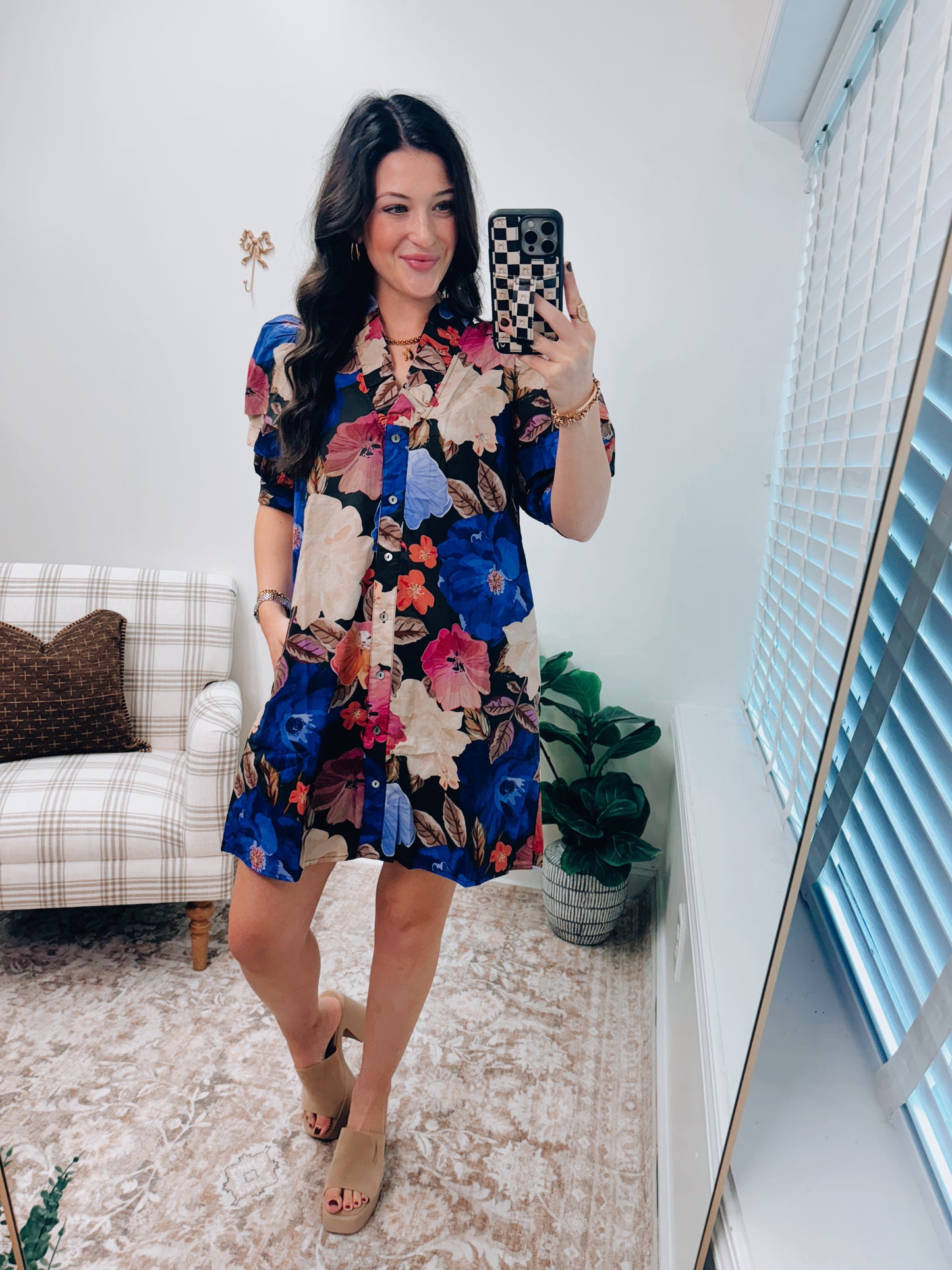 Blair Black Floral Mini Dress