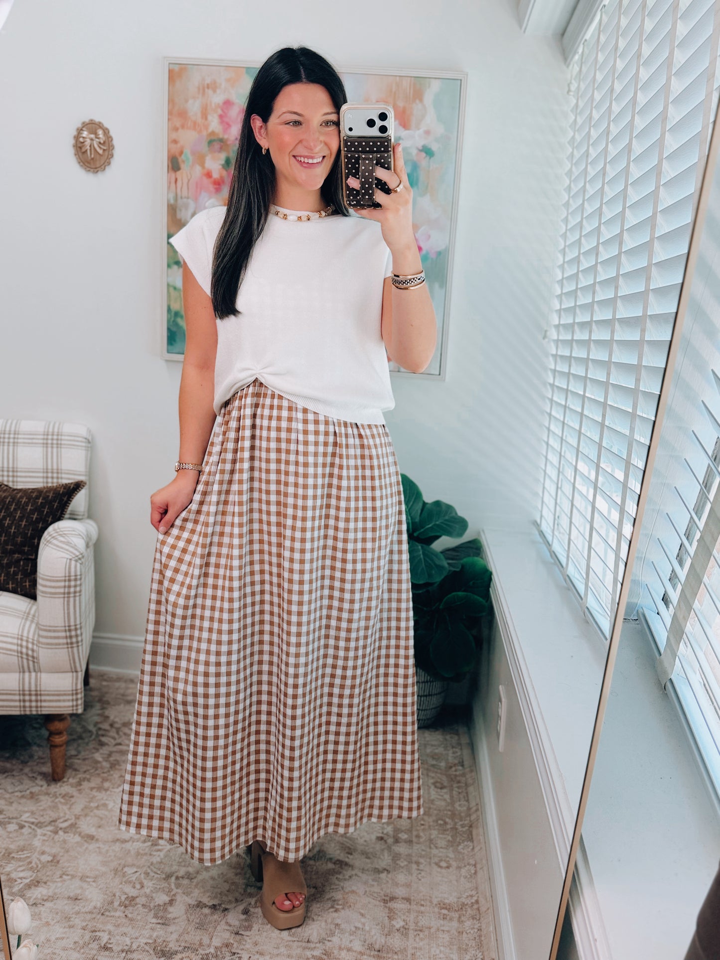 Lennox Mocha Gingham Top + Maxi Dress Combo