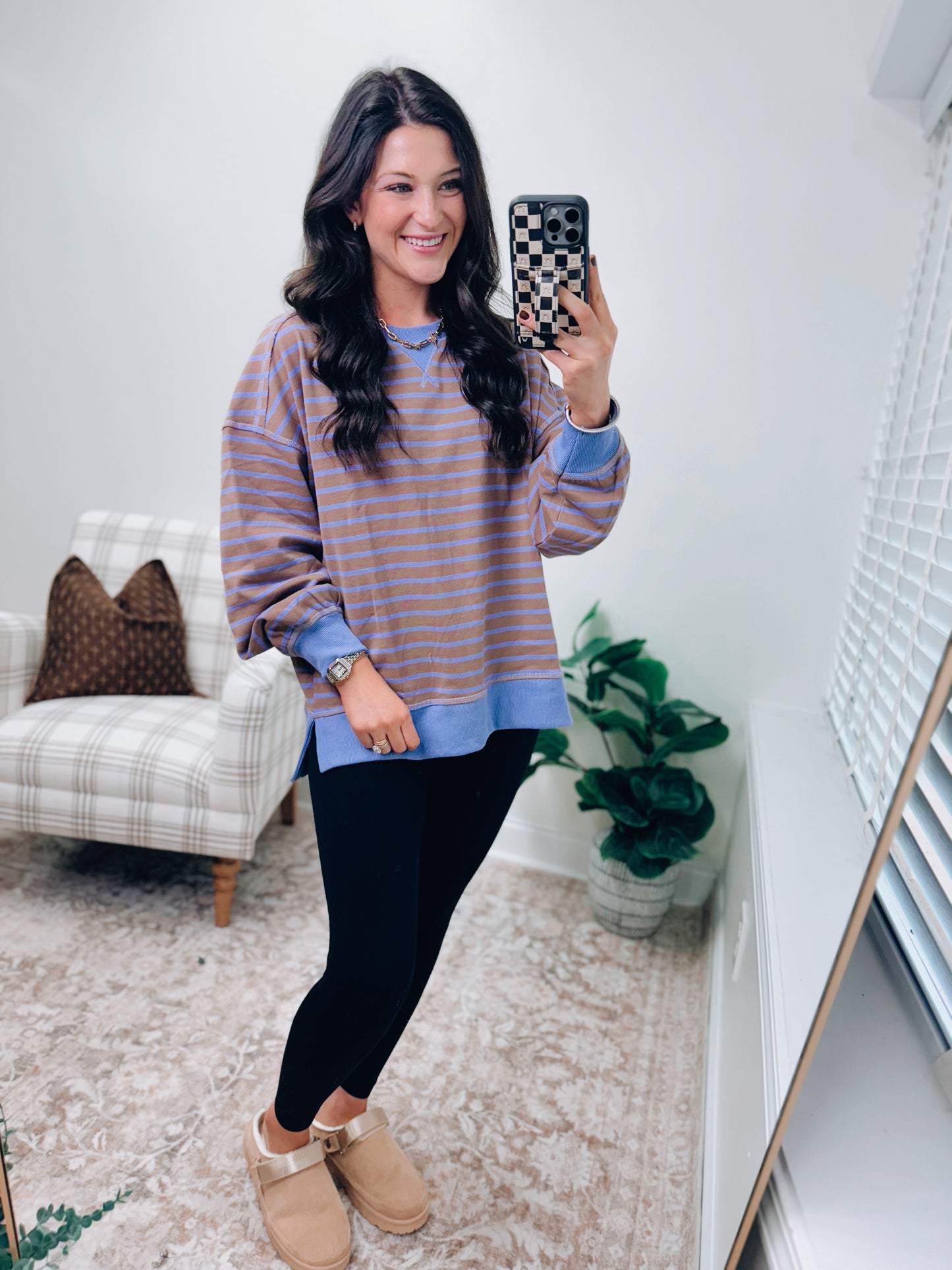 DOORBUSTER Comfy Casual Stripe Pullover - Mocha