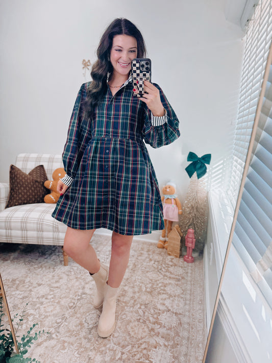 Timber Plaid Button Mini Dress
