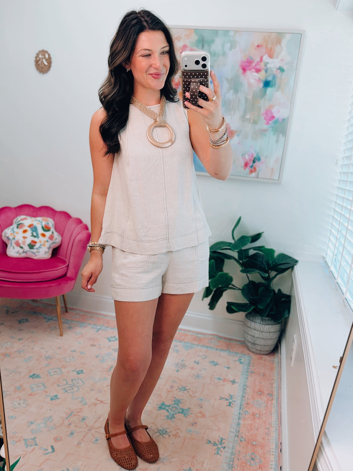 Linen Stitch Shorts Set
