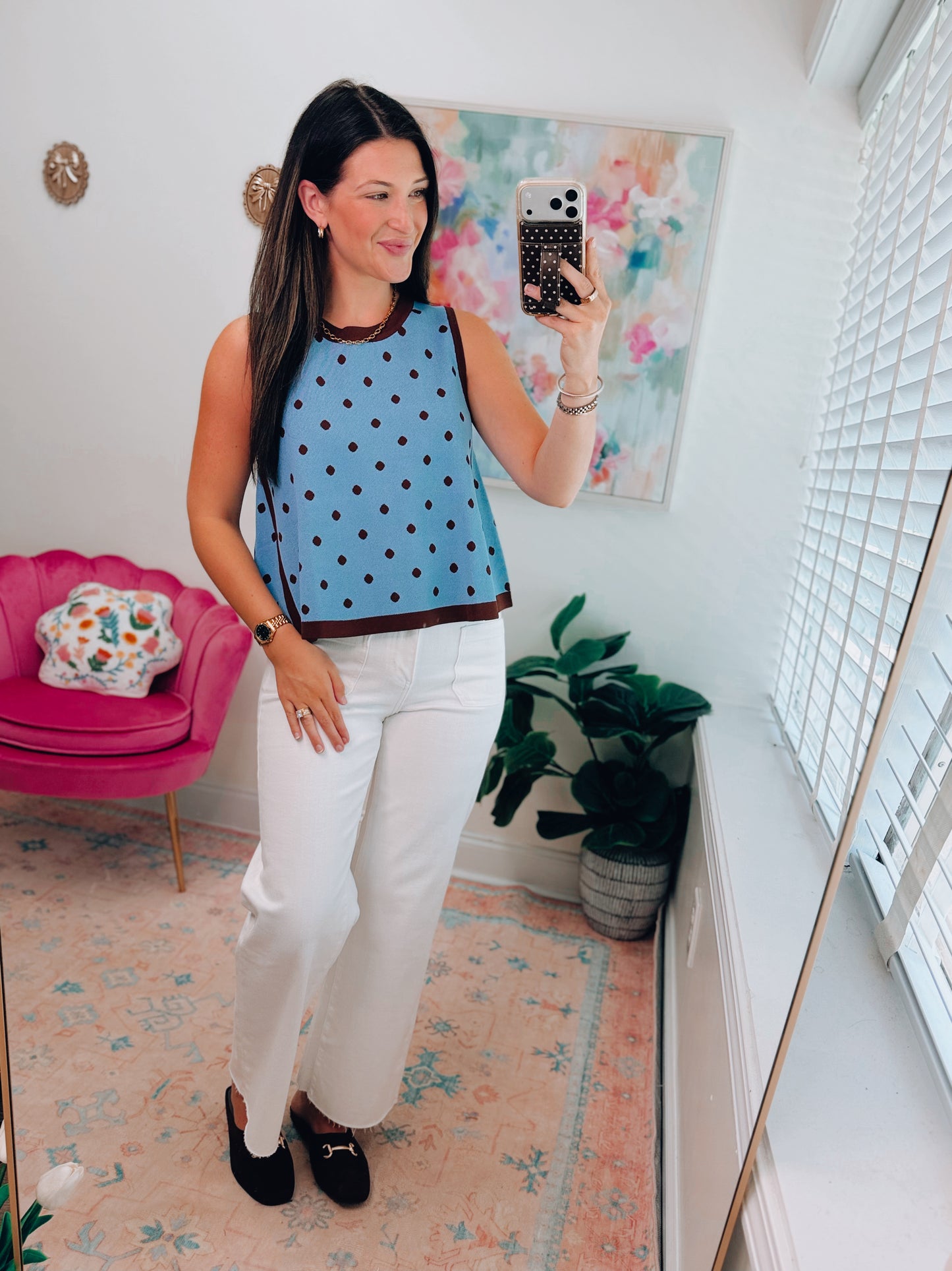Copper Polka Dot Flow Top