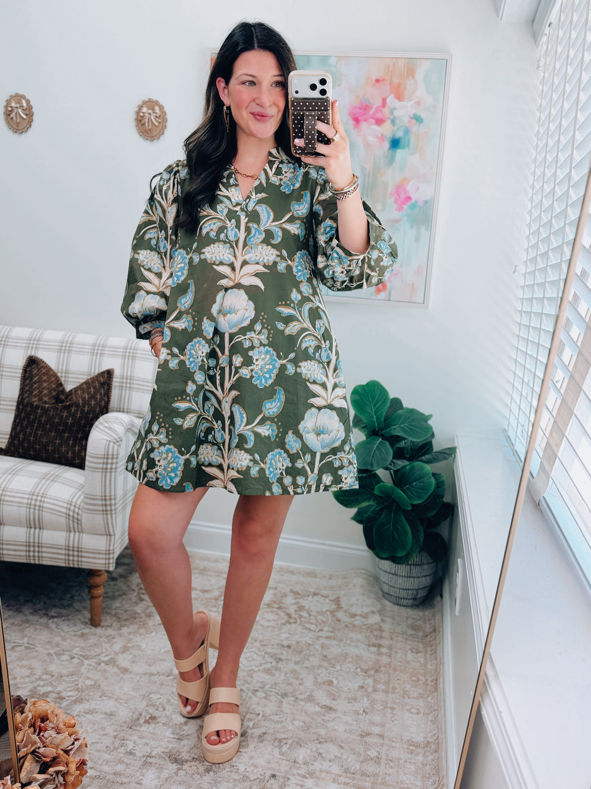 CURVY Delaney Olive Floral Mix Mini Dress