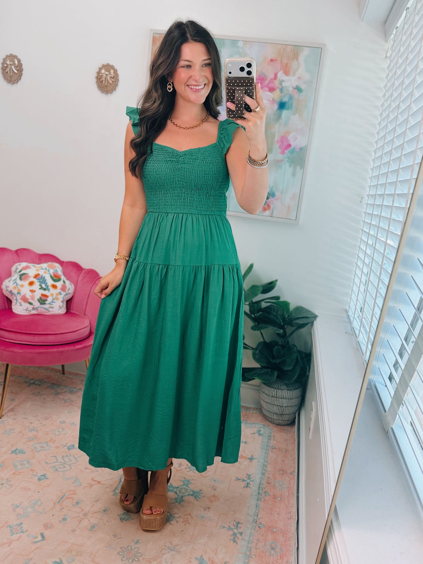 Kelly Smocked Tiered Midi Dress