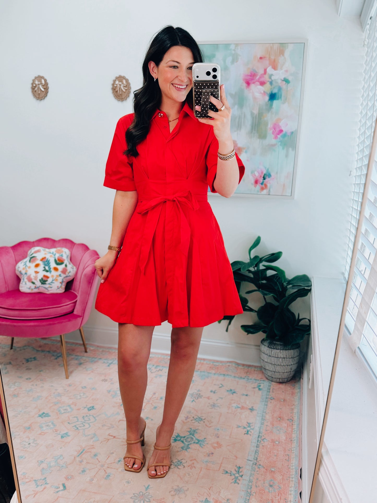 Hollie Red Pleated Mini Dress