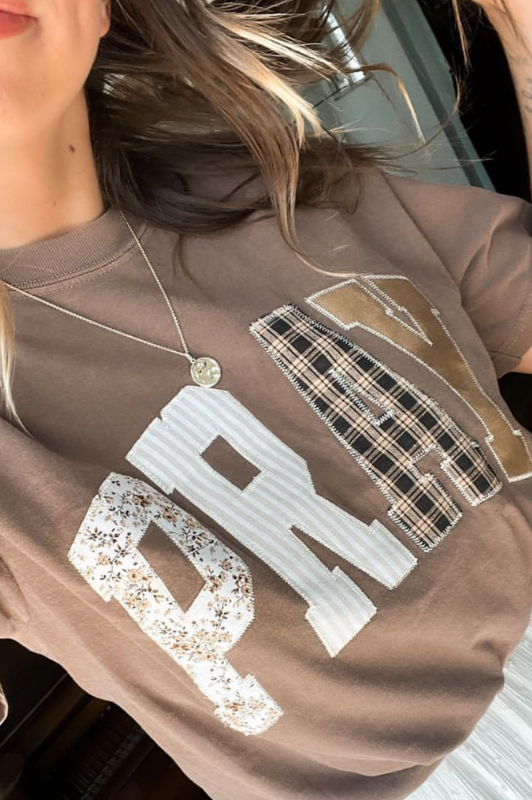 Pray Embroidered Patch Tee