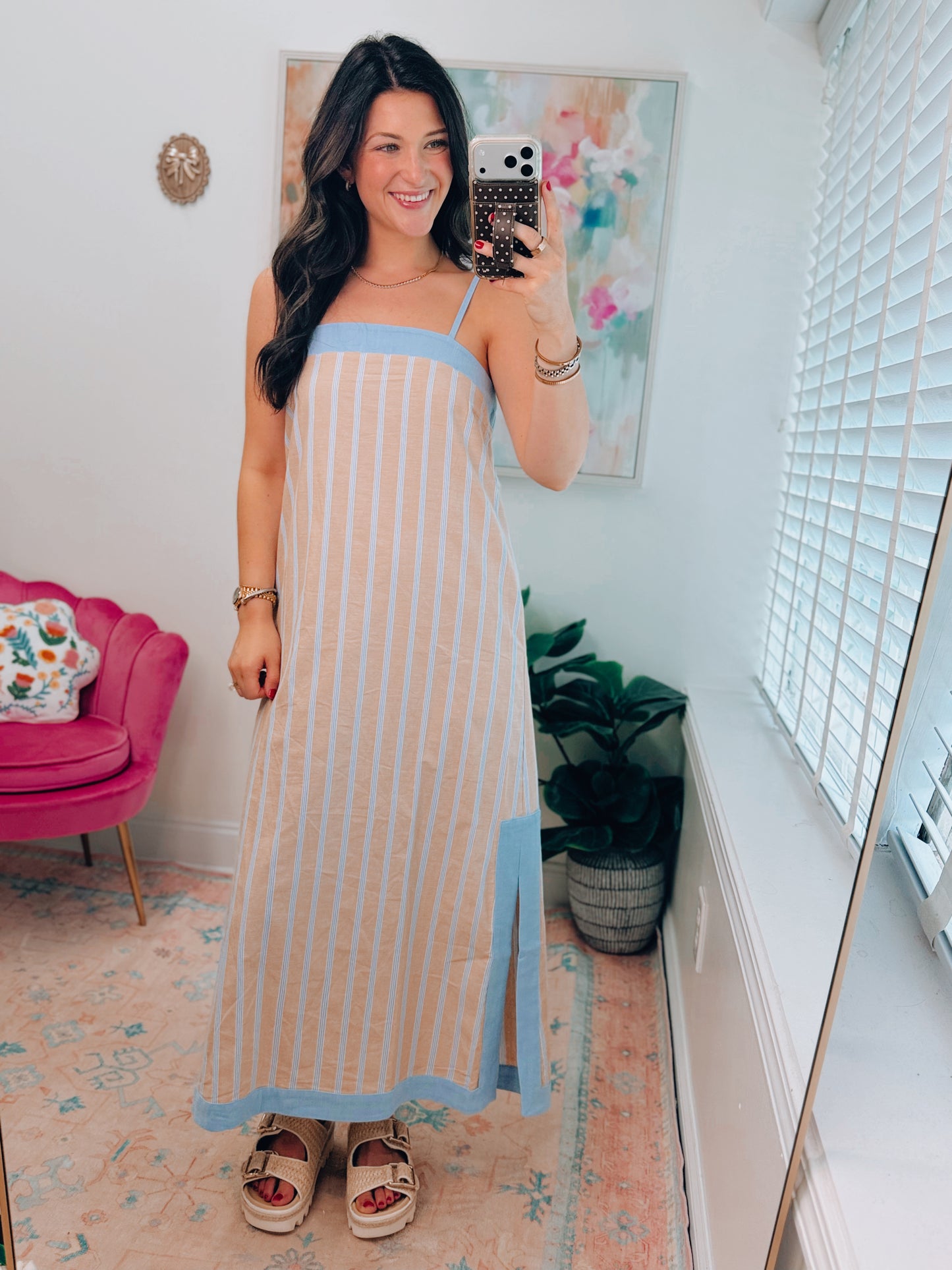 Sandy Shores Striped Midi Dress