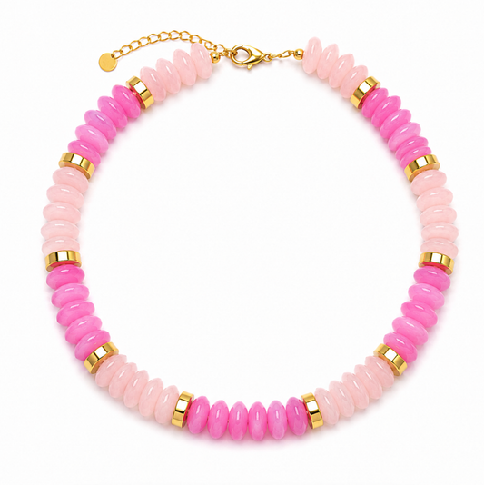 Pink Sunset Beaded Statement Necklace