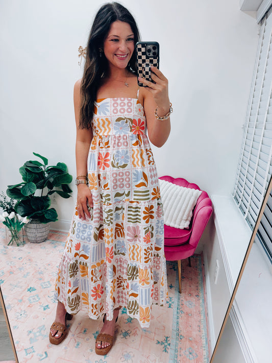 Woven Palm Maxi Dress
