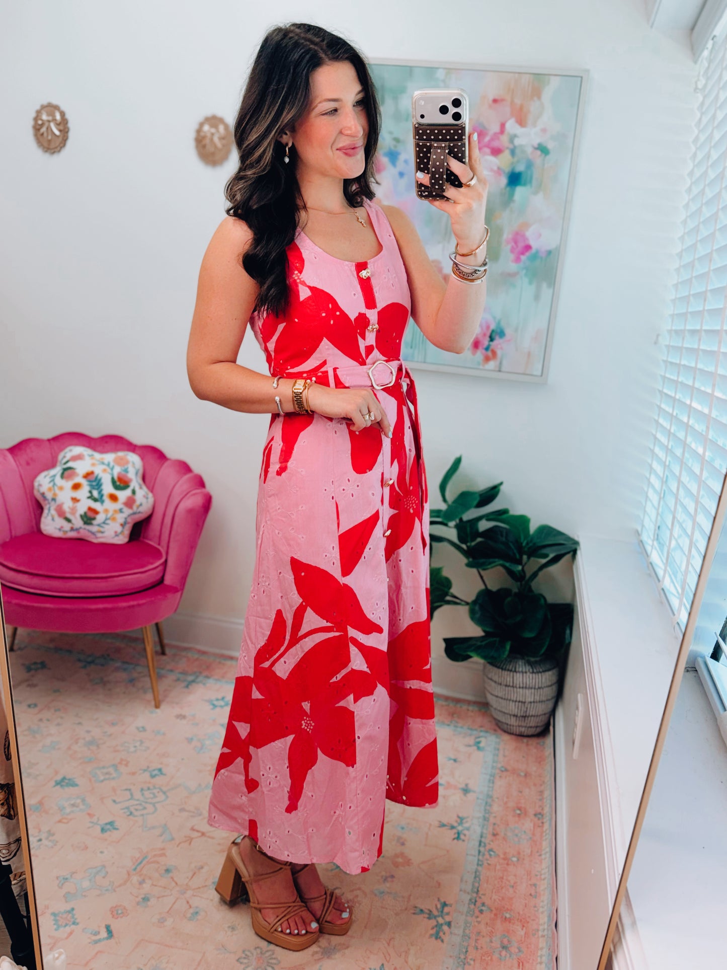 Magnolia Eyelet Mix Midi Dress