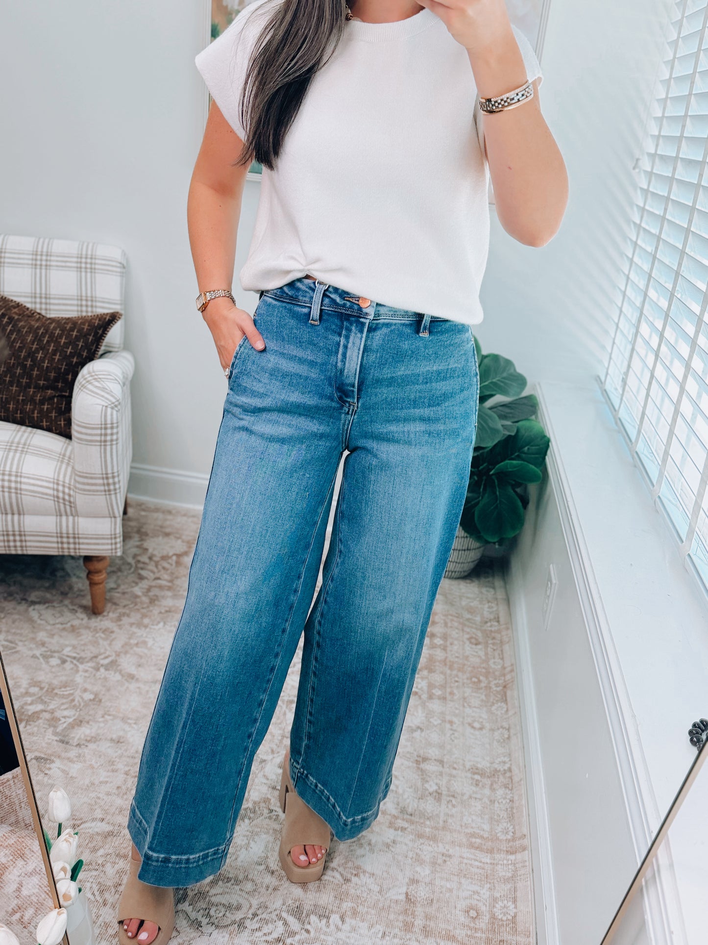 Autumn Wide Leg Cropped Denim