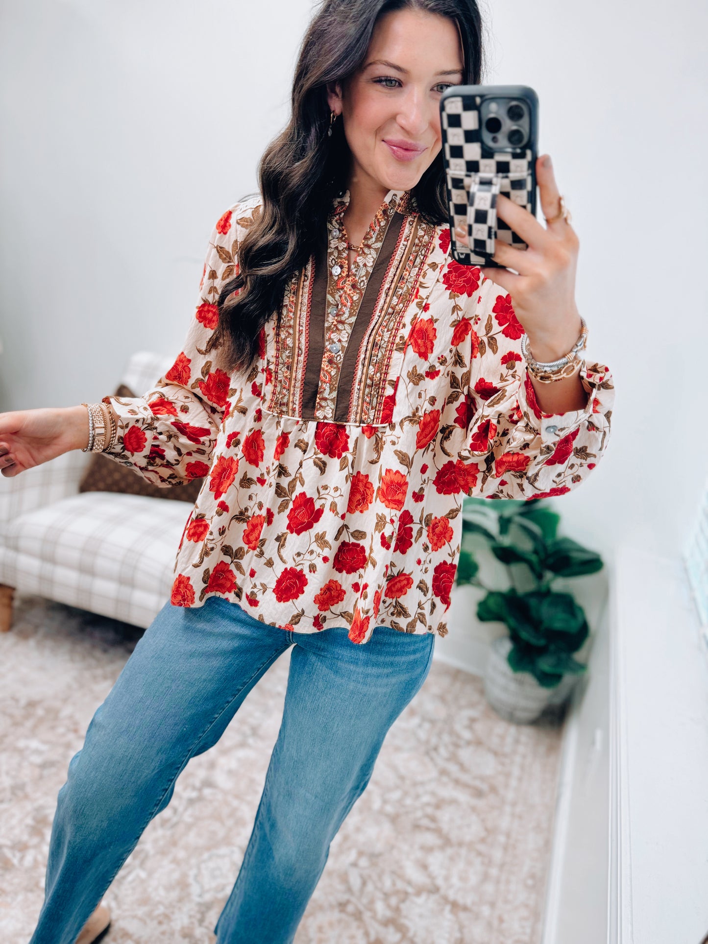 Ecru Mix Pleated Top