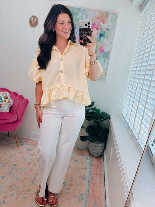 Blair Yellow Gold Button Top