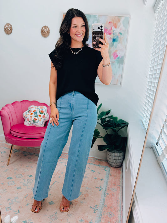 LT Pleated No Button Denim