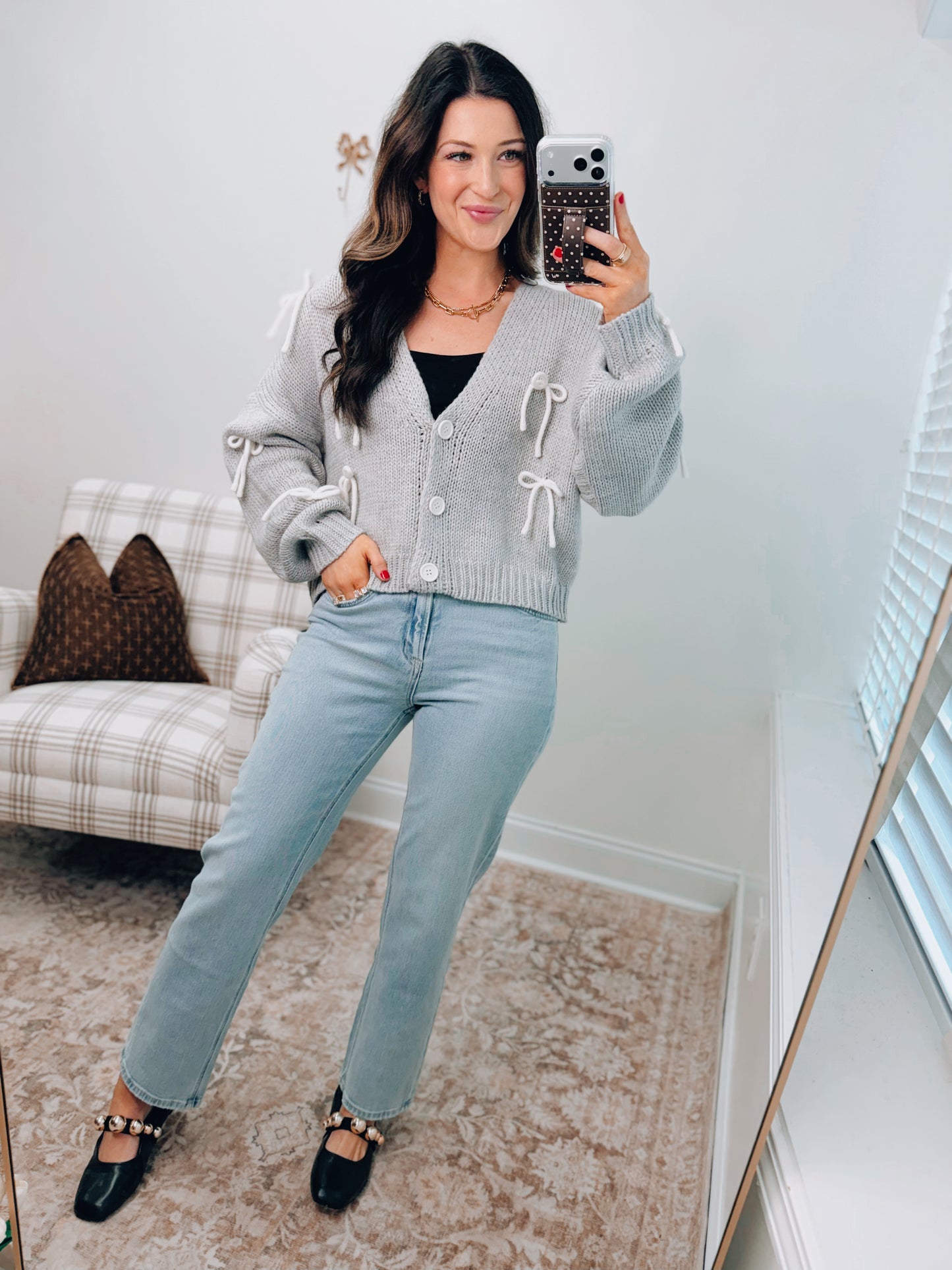 Bow Knit Sweater Cardigan