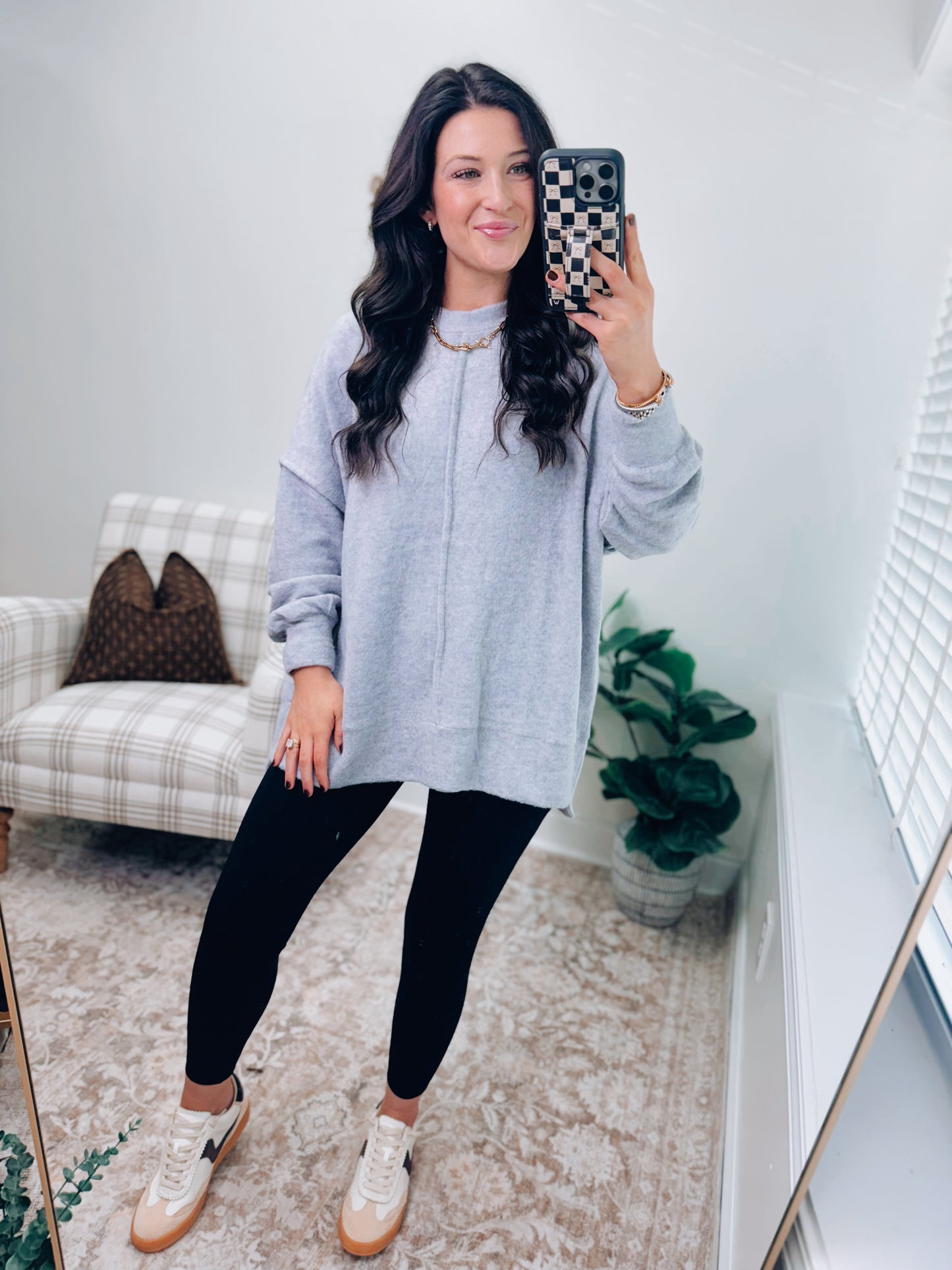 DOORBUSTER Oversized Front Seam Brushed Sweater - Gray