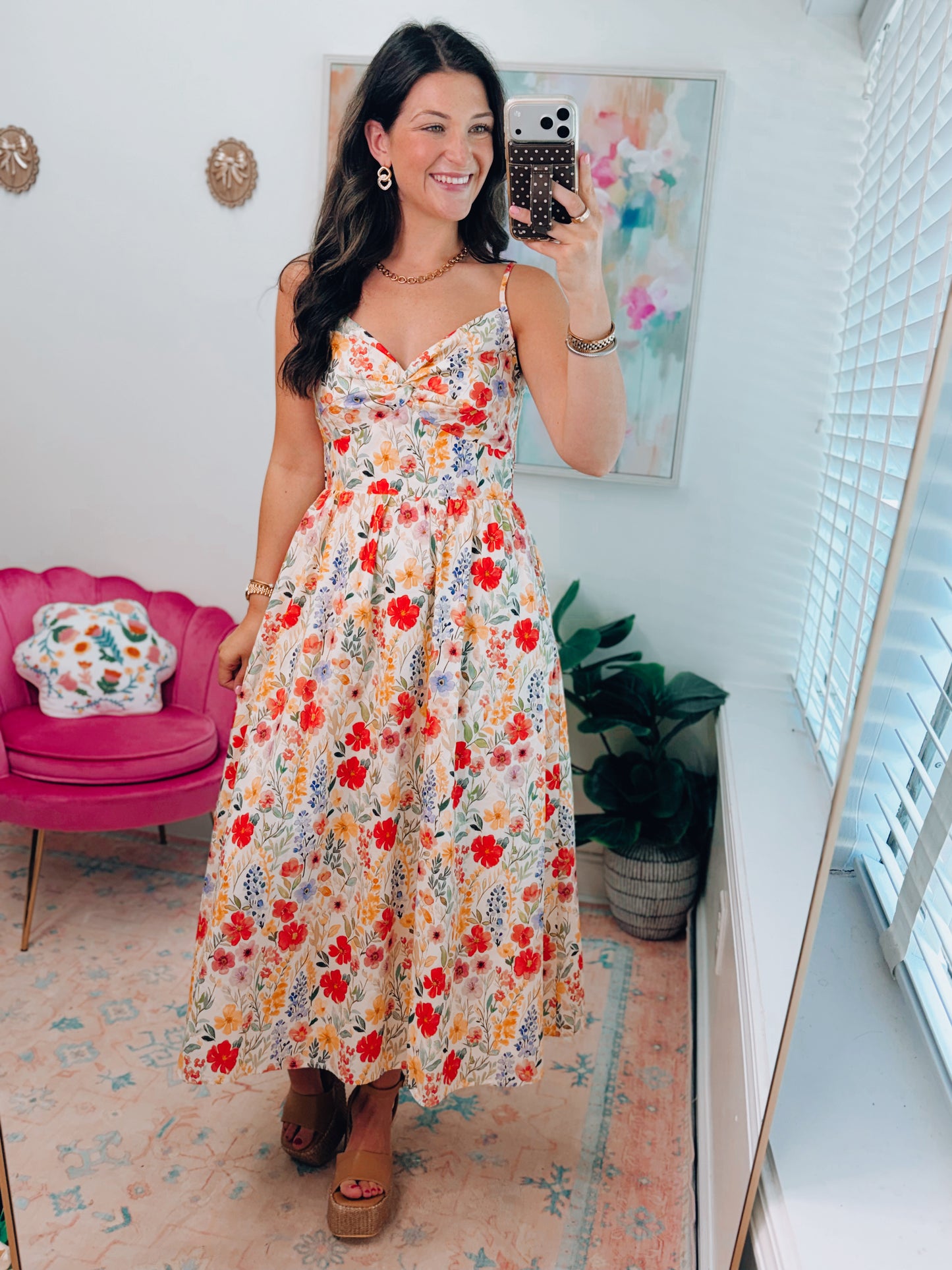 Mallie Floral Mix Midi Dress