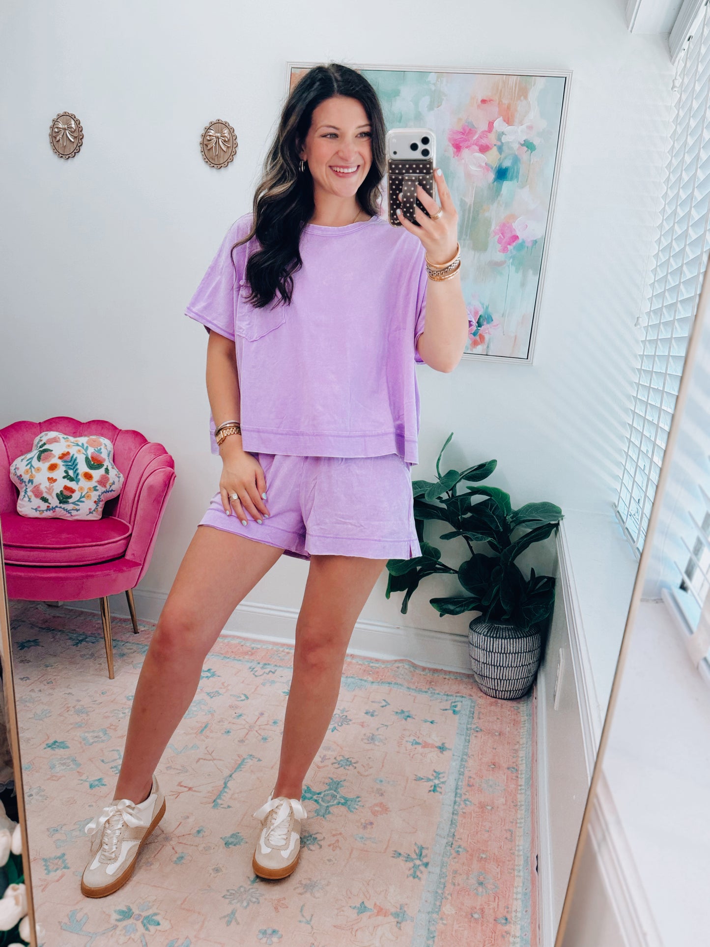Easy Days Cotton Shorts Set - Purple
