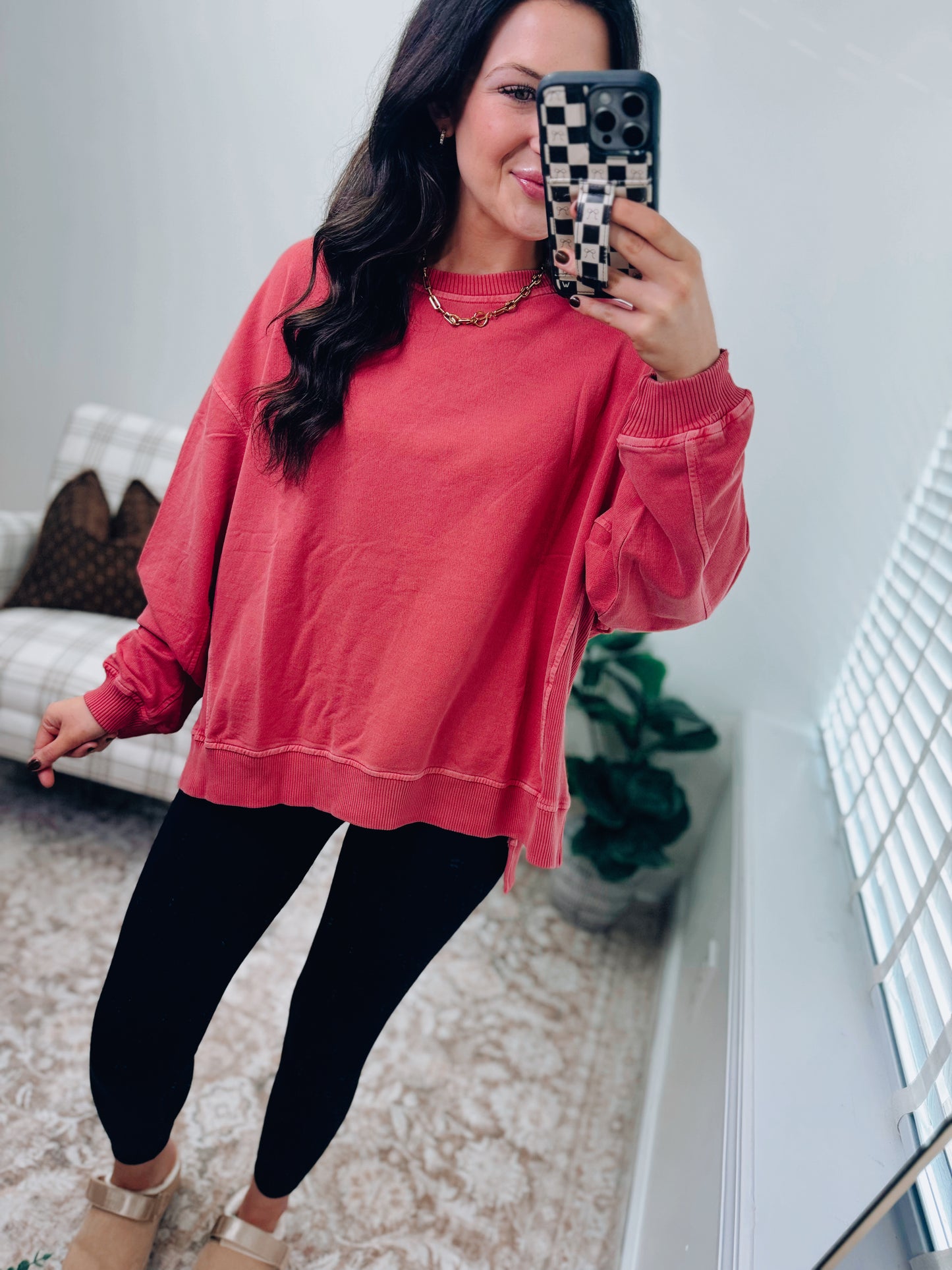 DOORBUSTER Washed Light-Weight Crewneck - Ruby