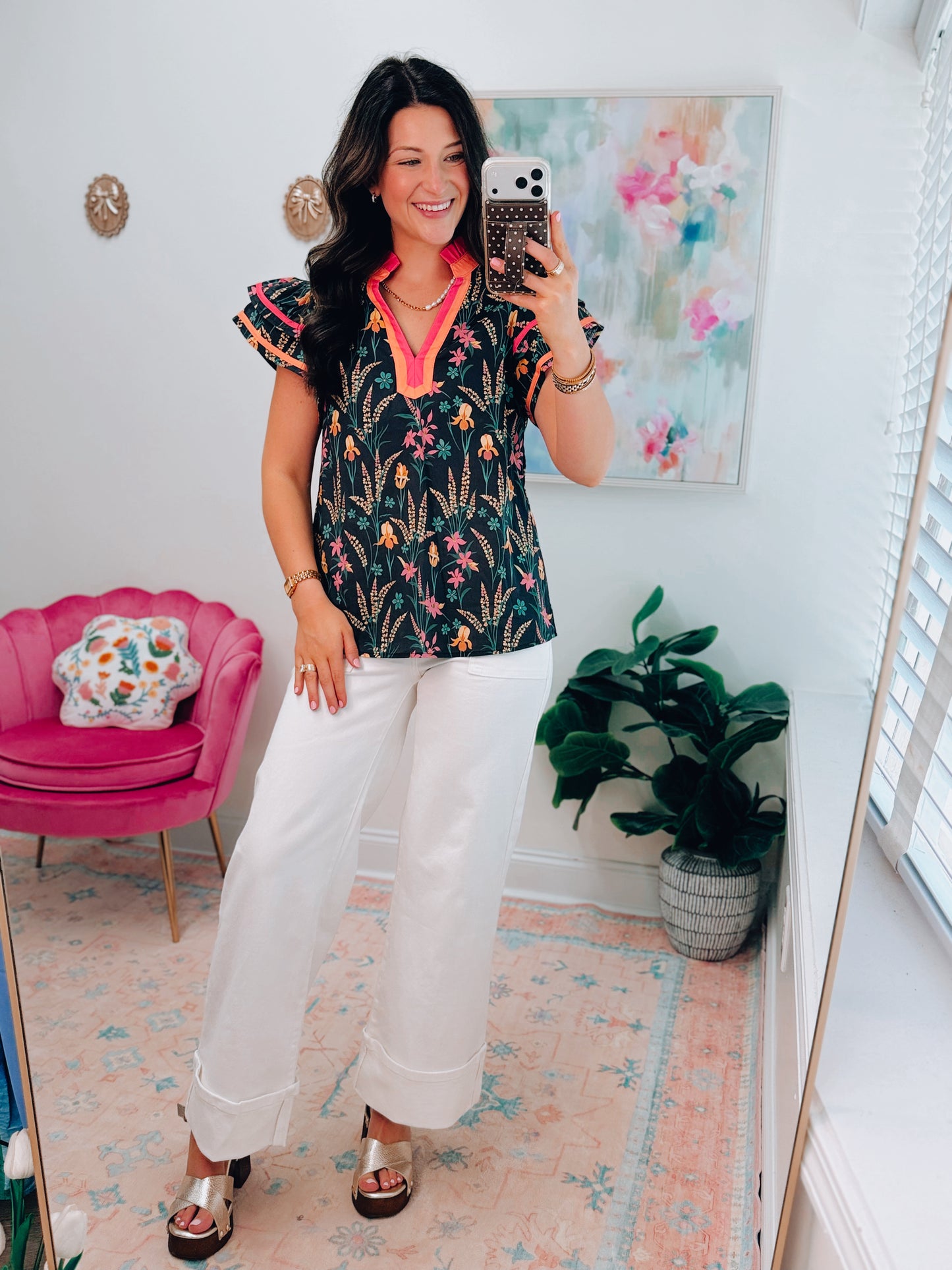 Everly Floral Ruffle Top
