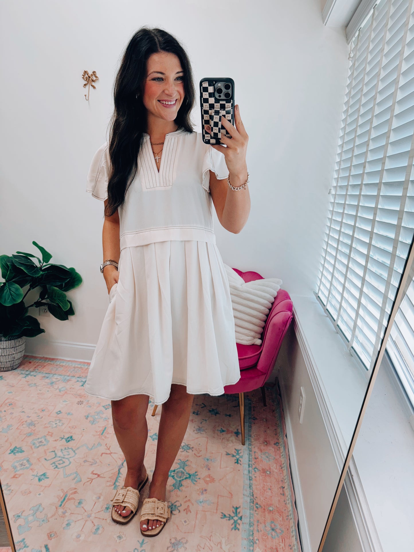 Stella Stitched Ruffle Mini Dress