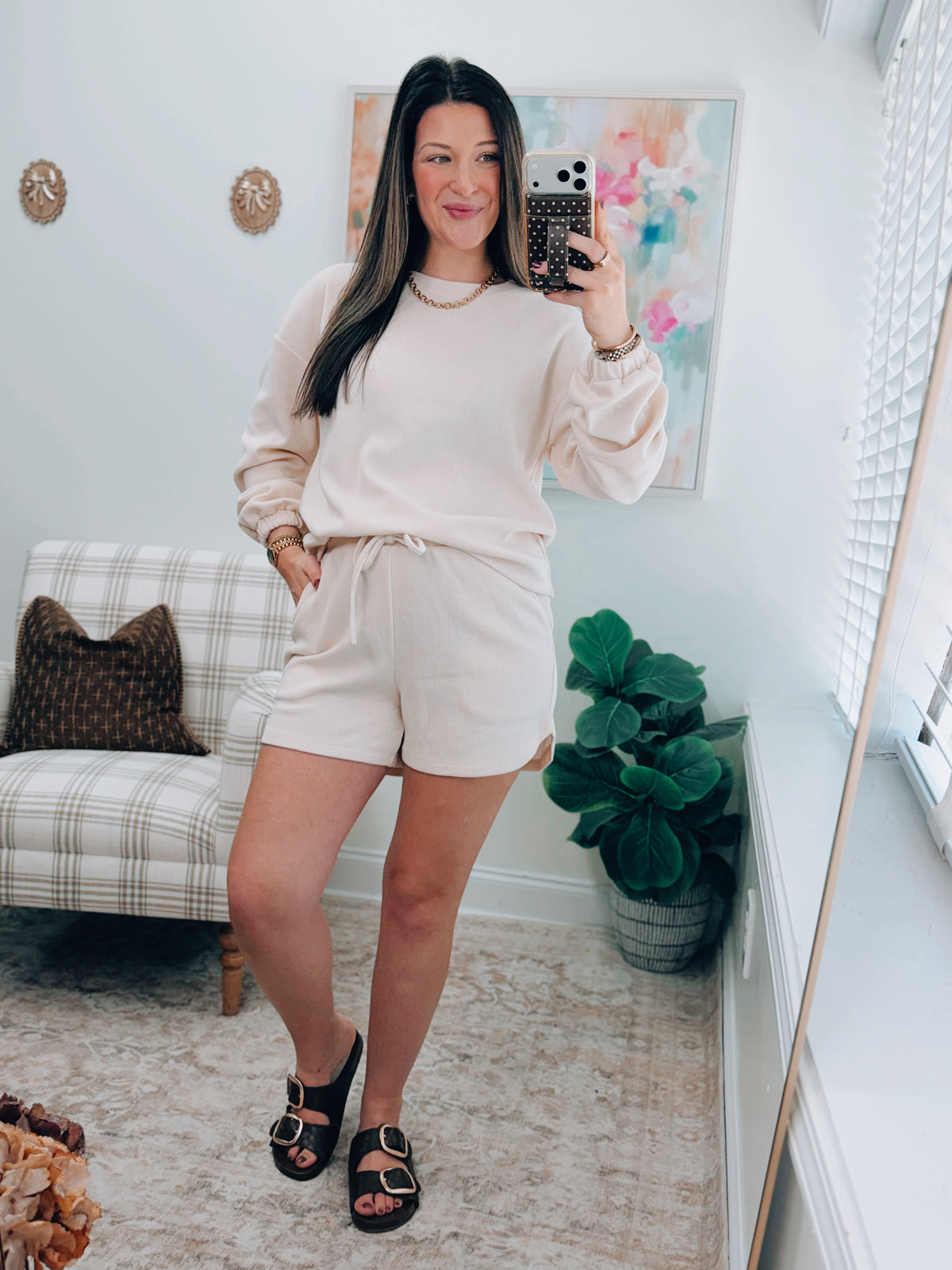 Kennedy Textured Cream Shorts Set