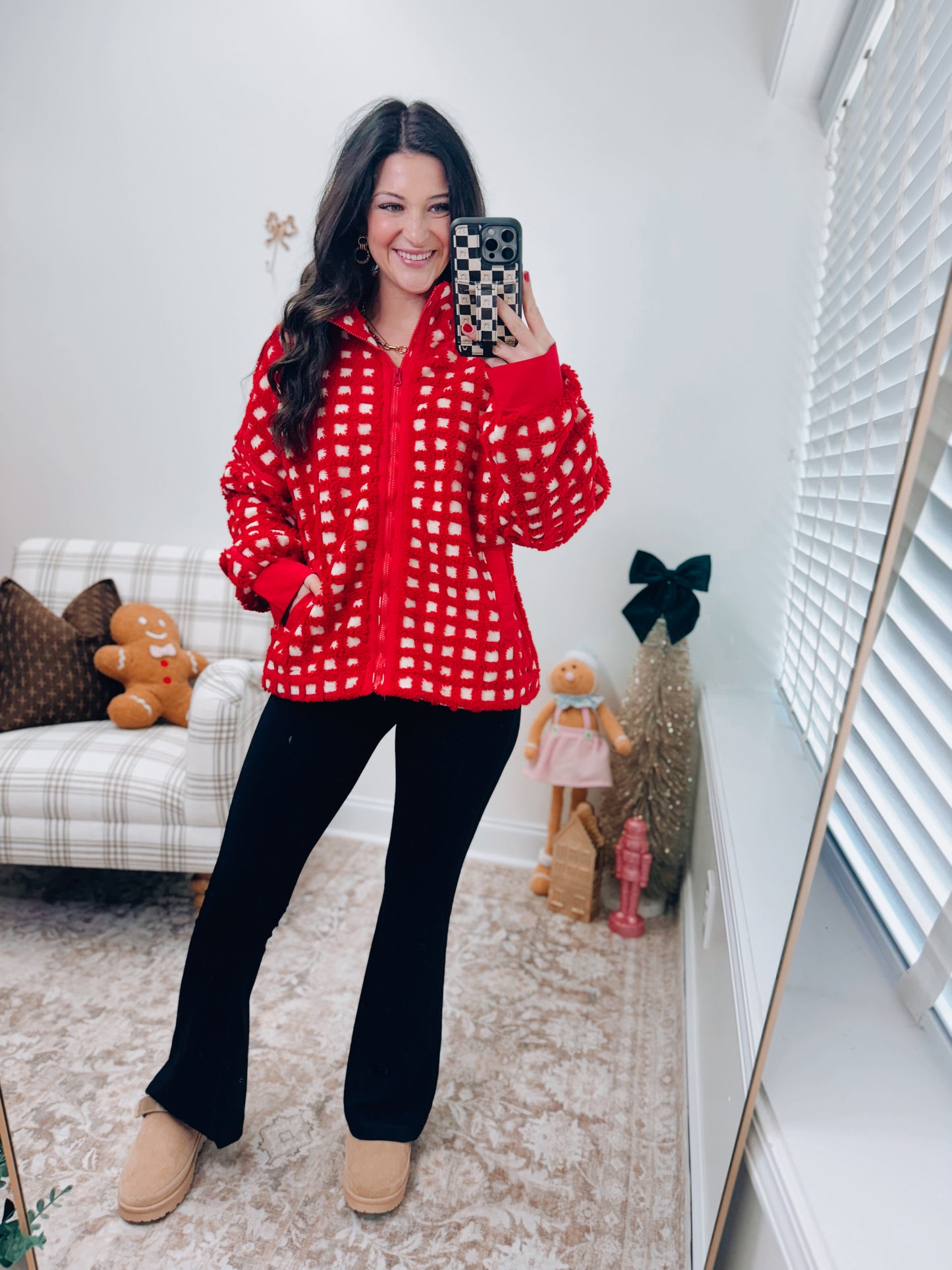Ruby Oversized Checker Fleece Jacket