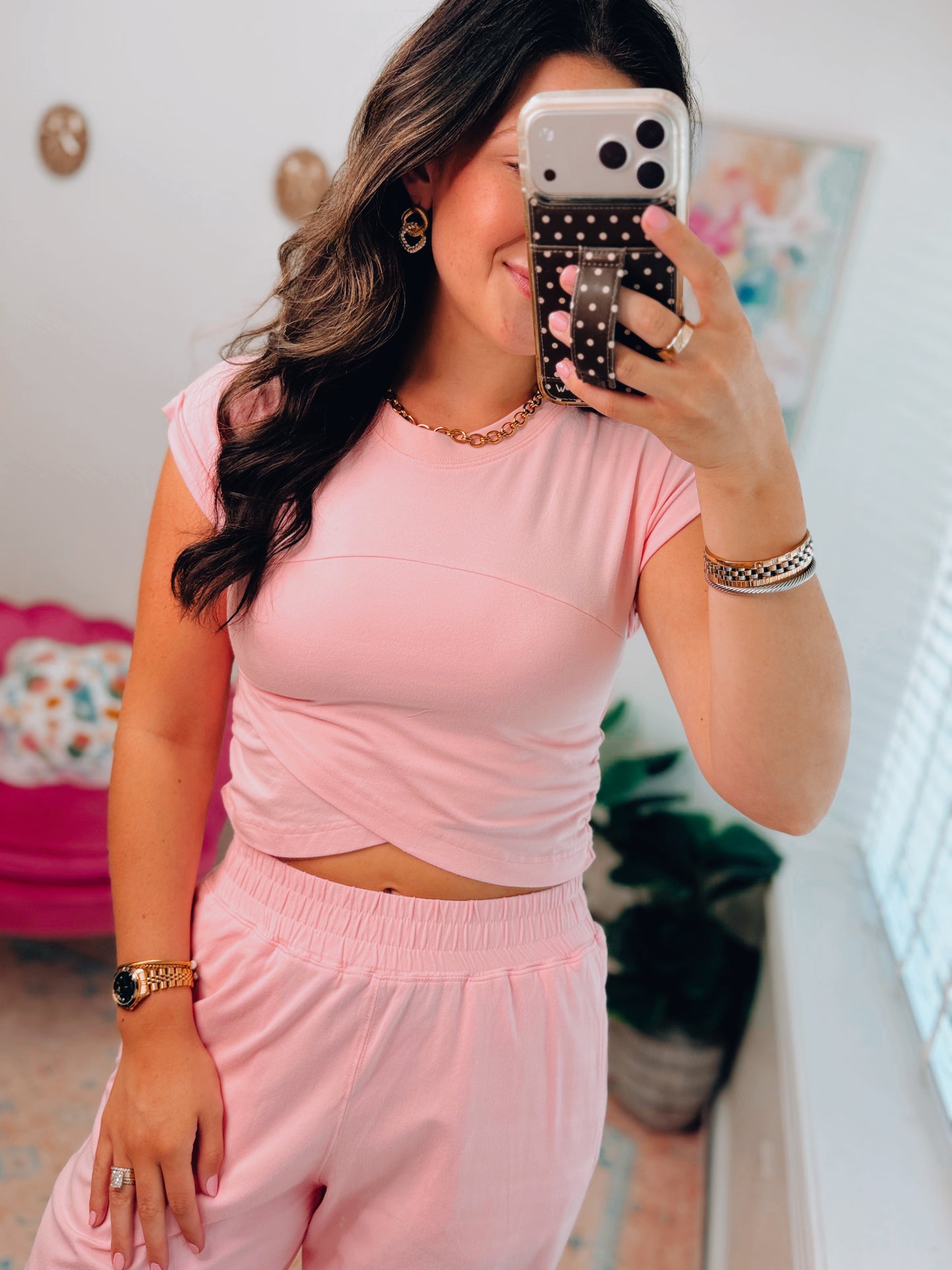 Baby Pink Crossover Pants Set