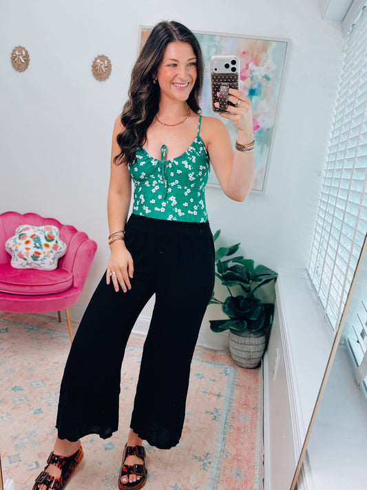 Green Floral One Piece Swimsuit