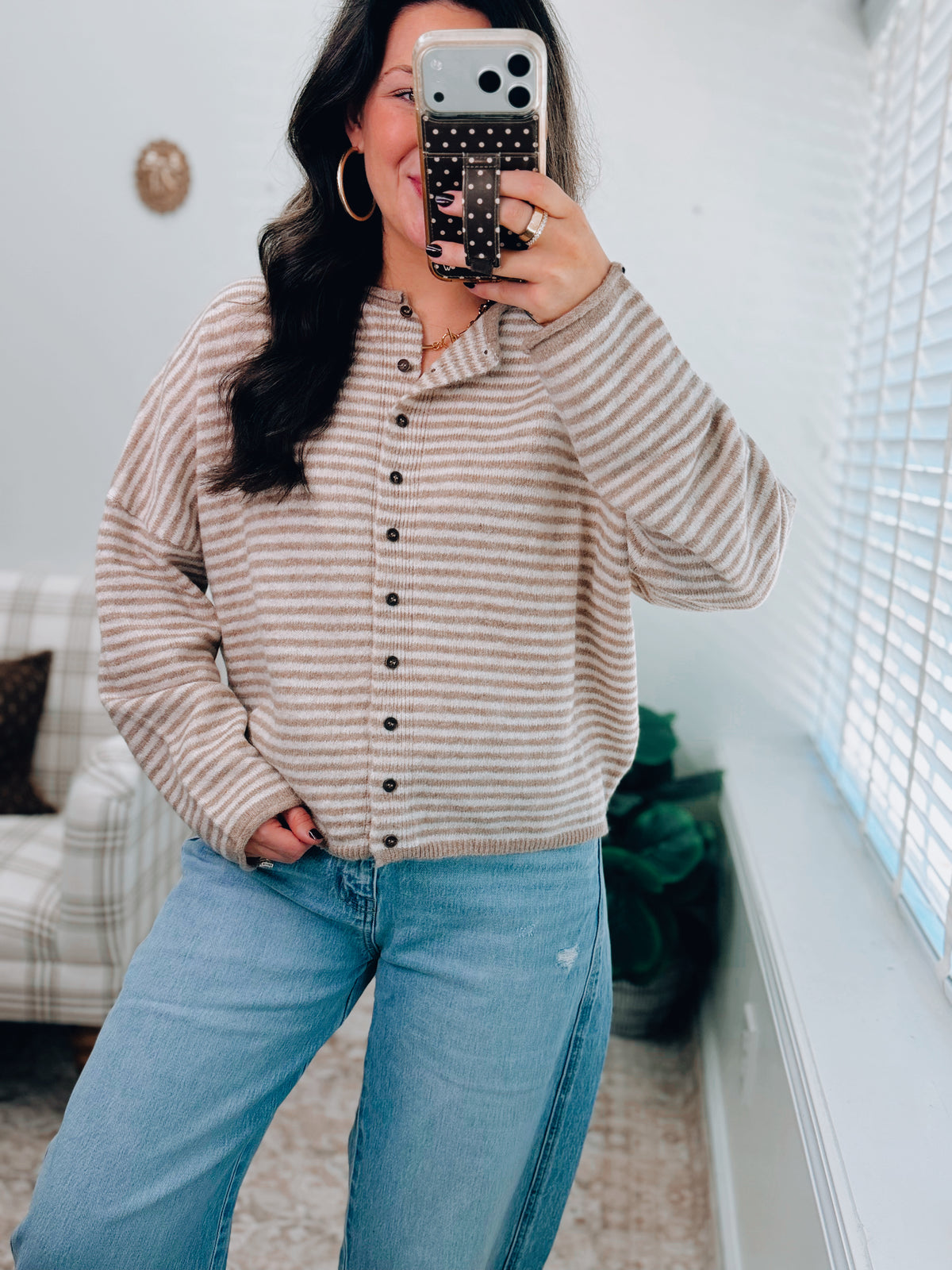 Sadie Striped Button Cardigan Top