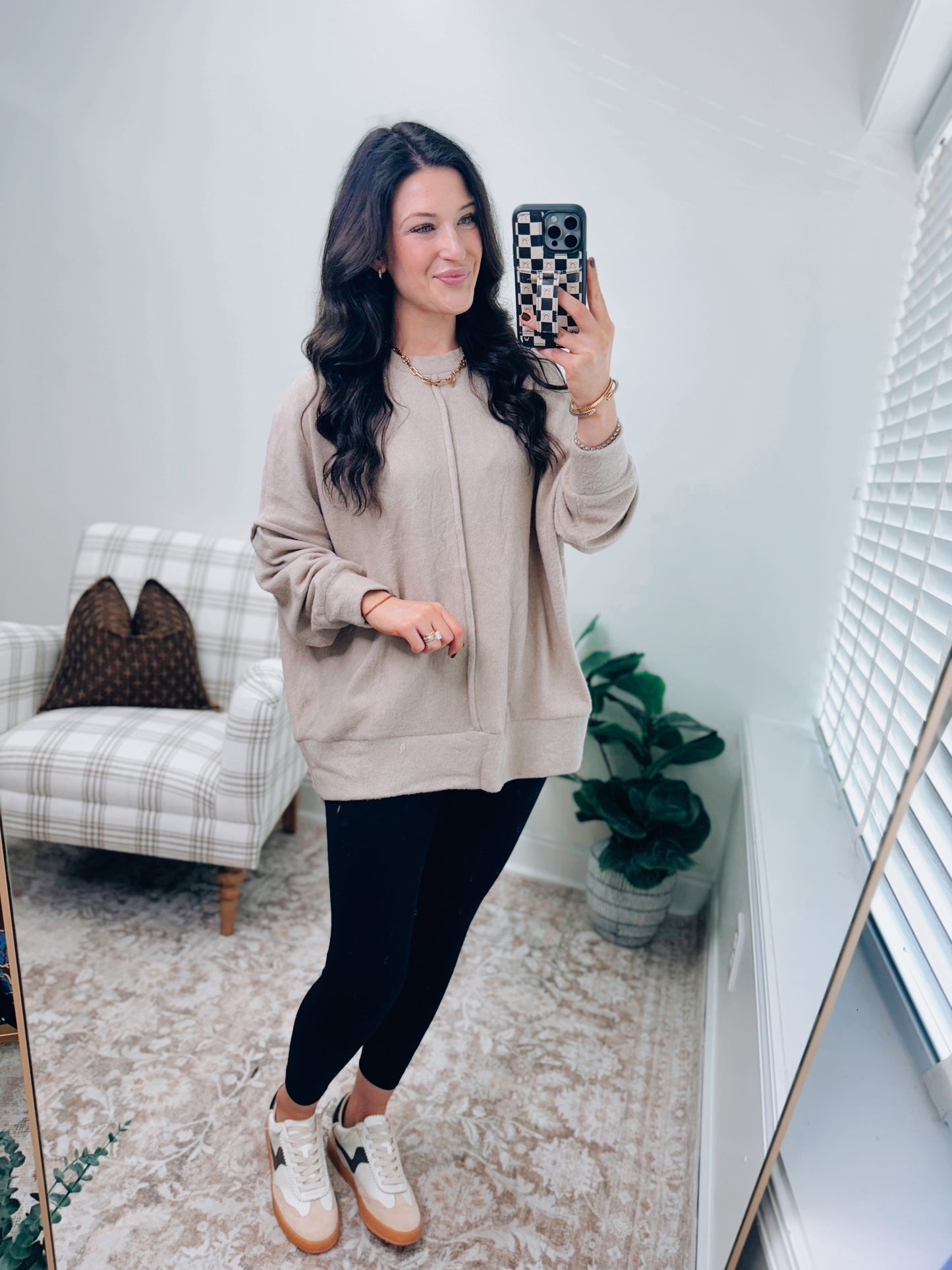 CURVY | DOORBUSTER Oversized Front Seam Brushed Sweater - Ash Mocha