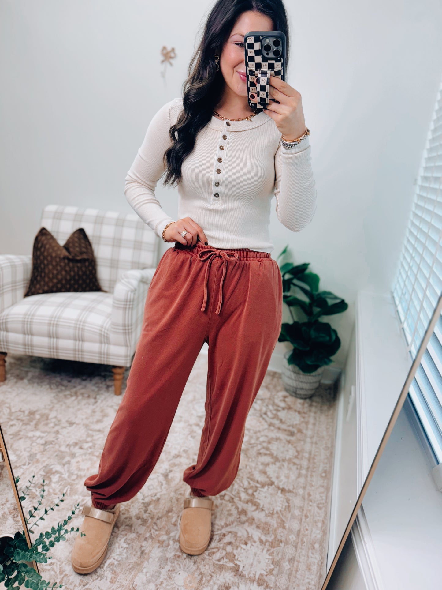 Rust Washed Drawstring Jogger