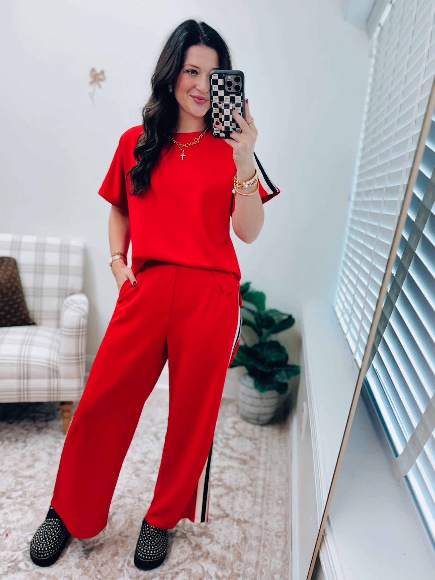 GAMEDAY Red Stripe Pants Set