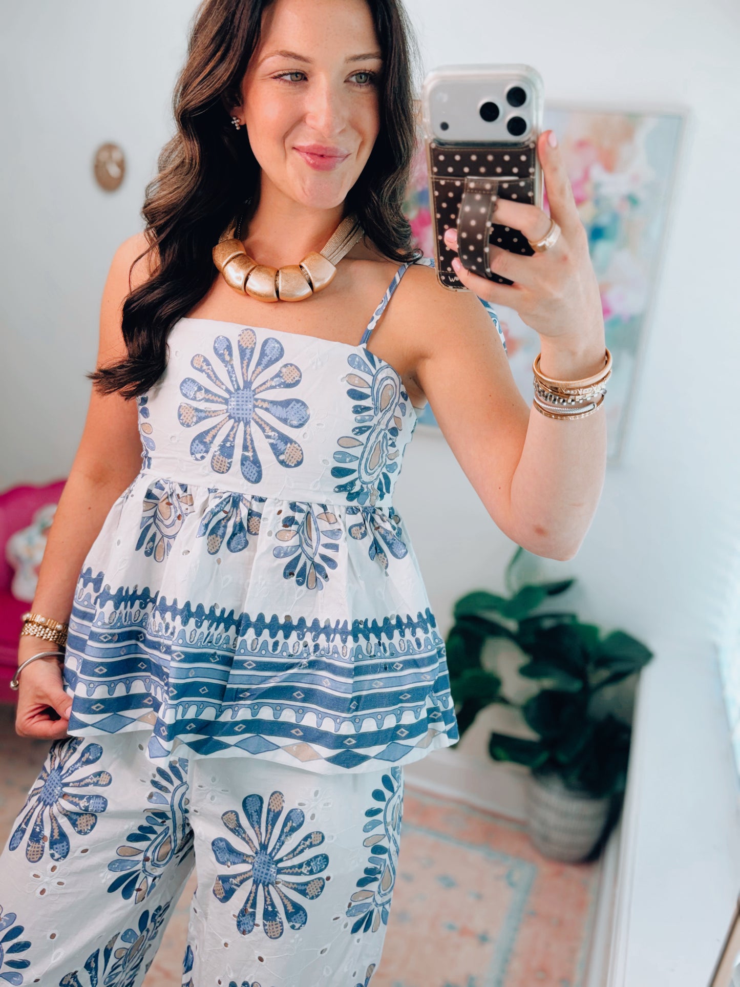 Blue Mix Eyelet Beach Stroll Set