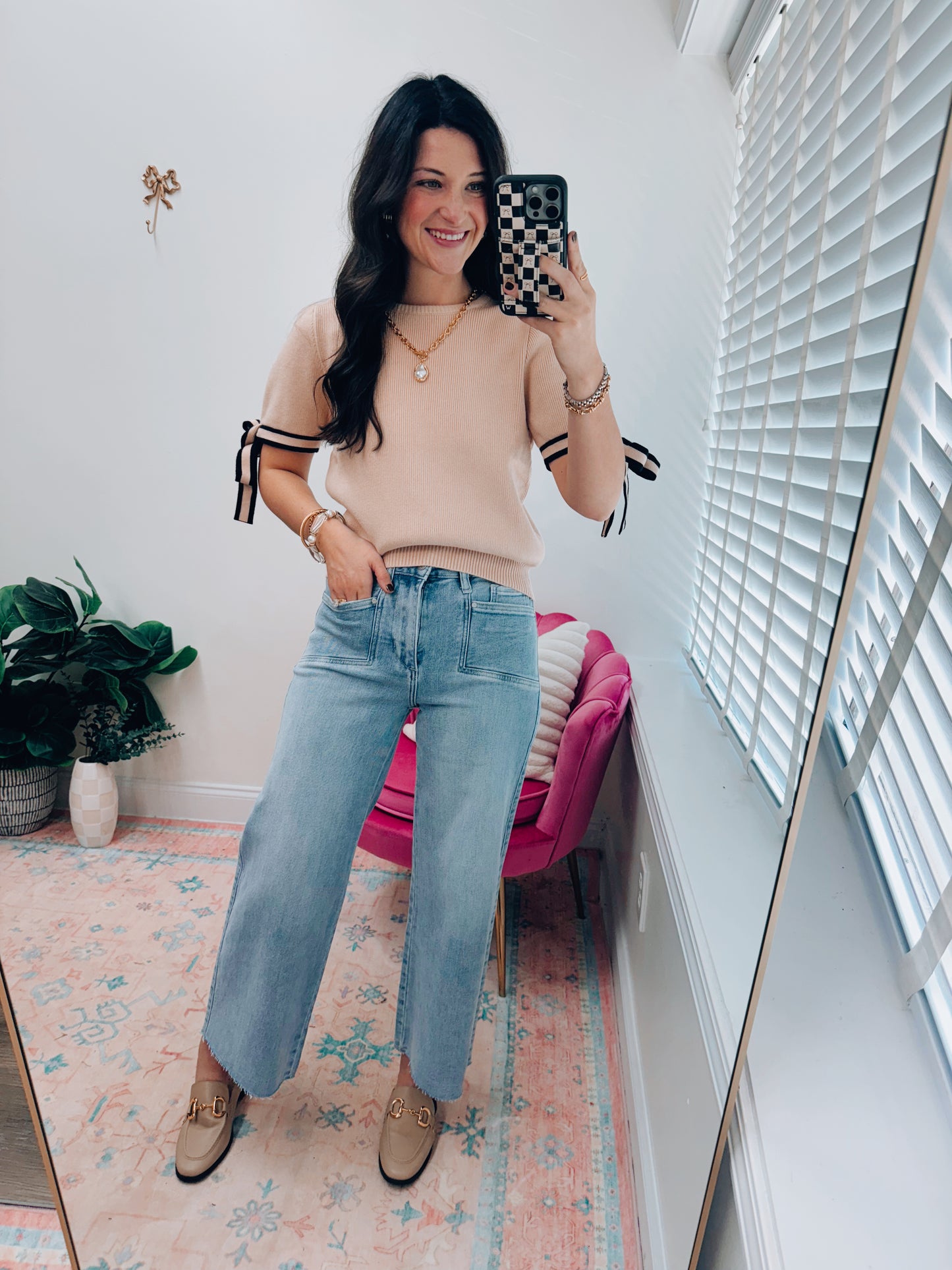 Sweet Magnolia Sweater Bow Top - Taupe