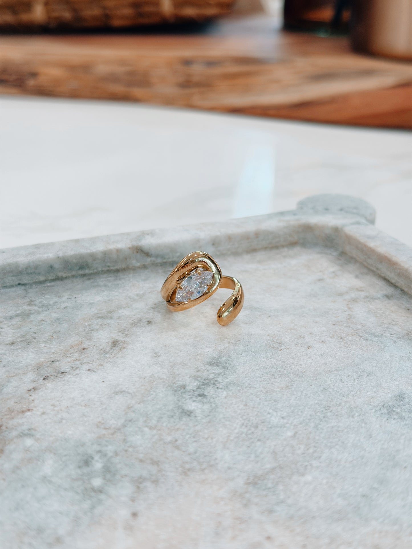 18k Gold Plated Camden Stone Wrap Ring