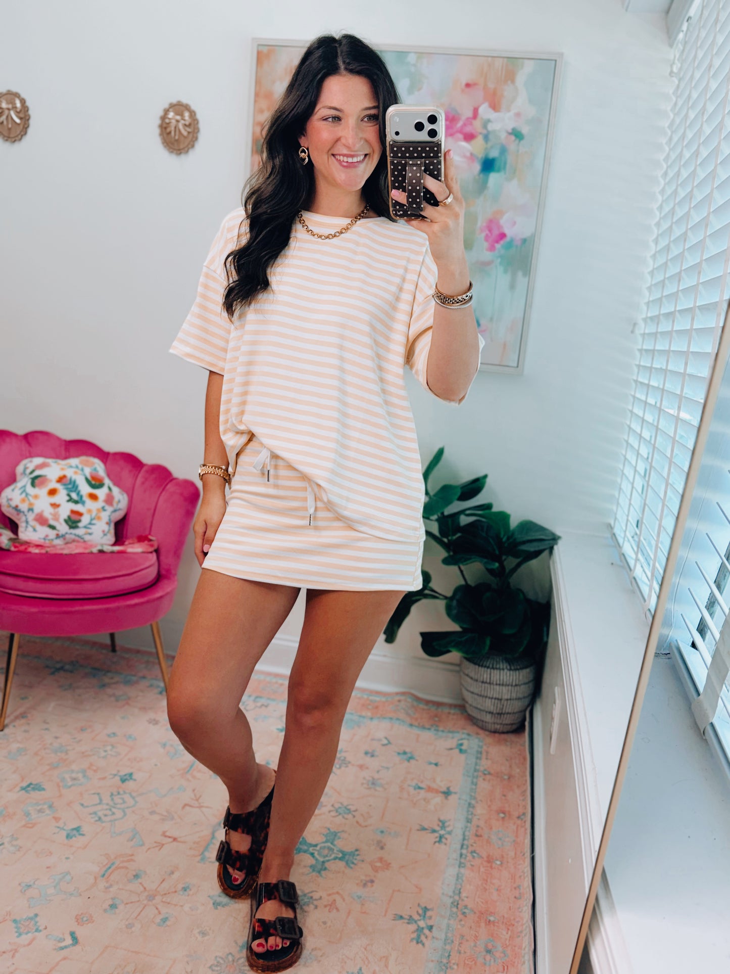Yellow Striped Crew Top