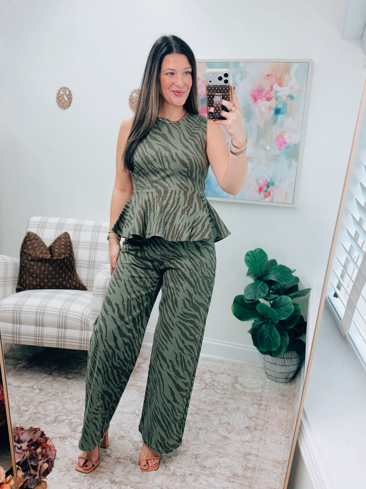 Quinn Army Zebra Denim Top
