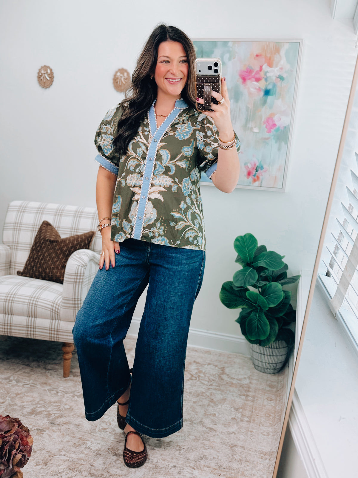 Delaney Contrast Floral Top