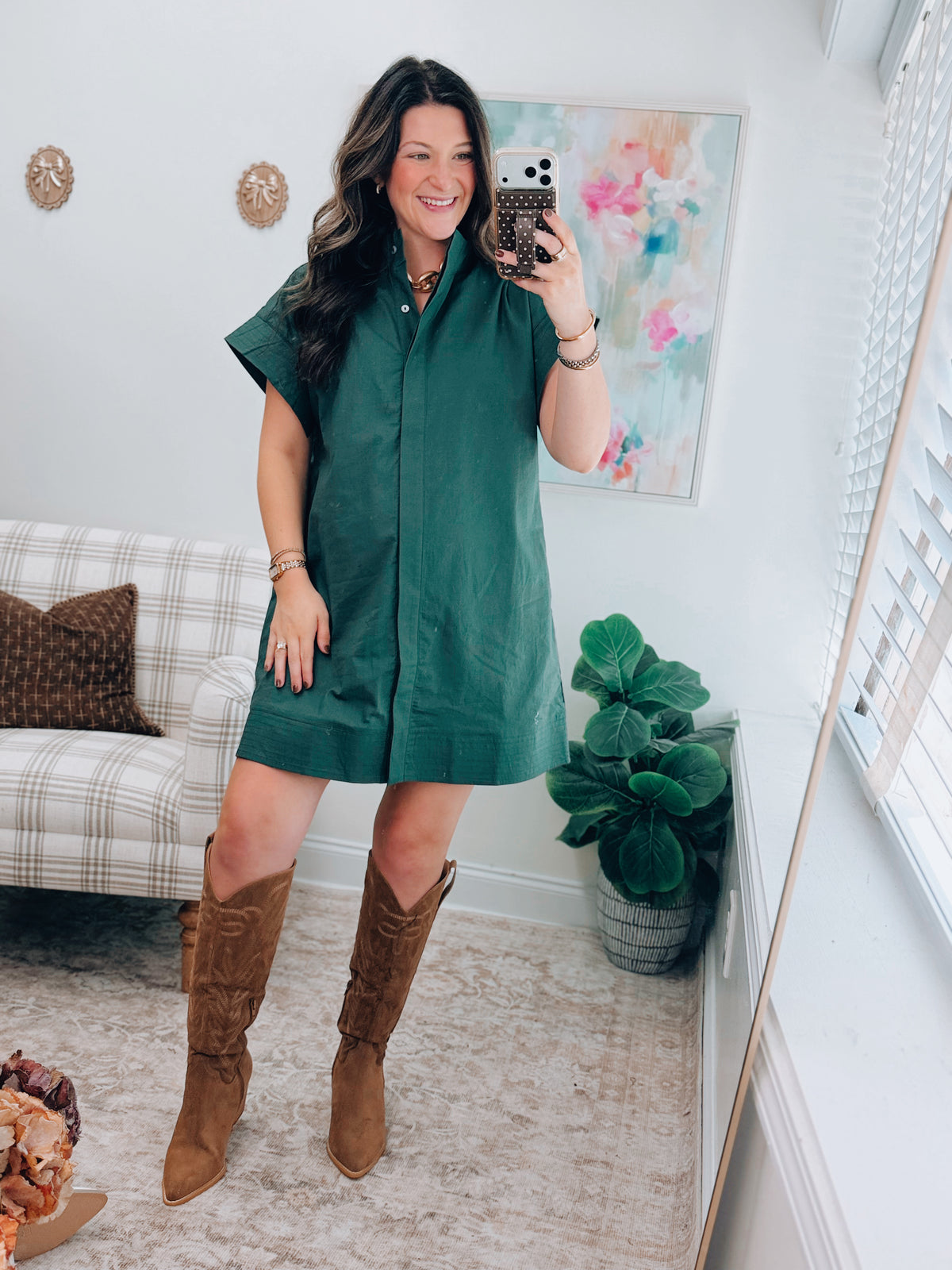 Forest Linen Mini Dress