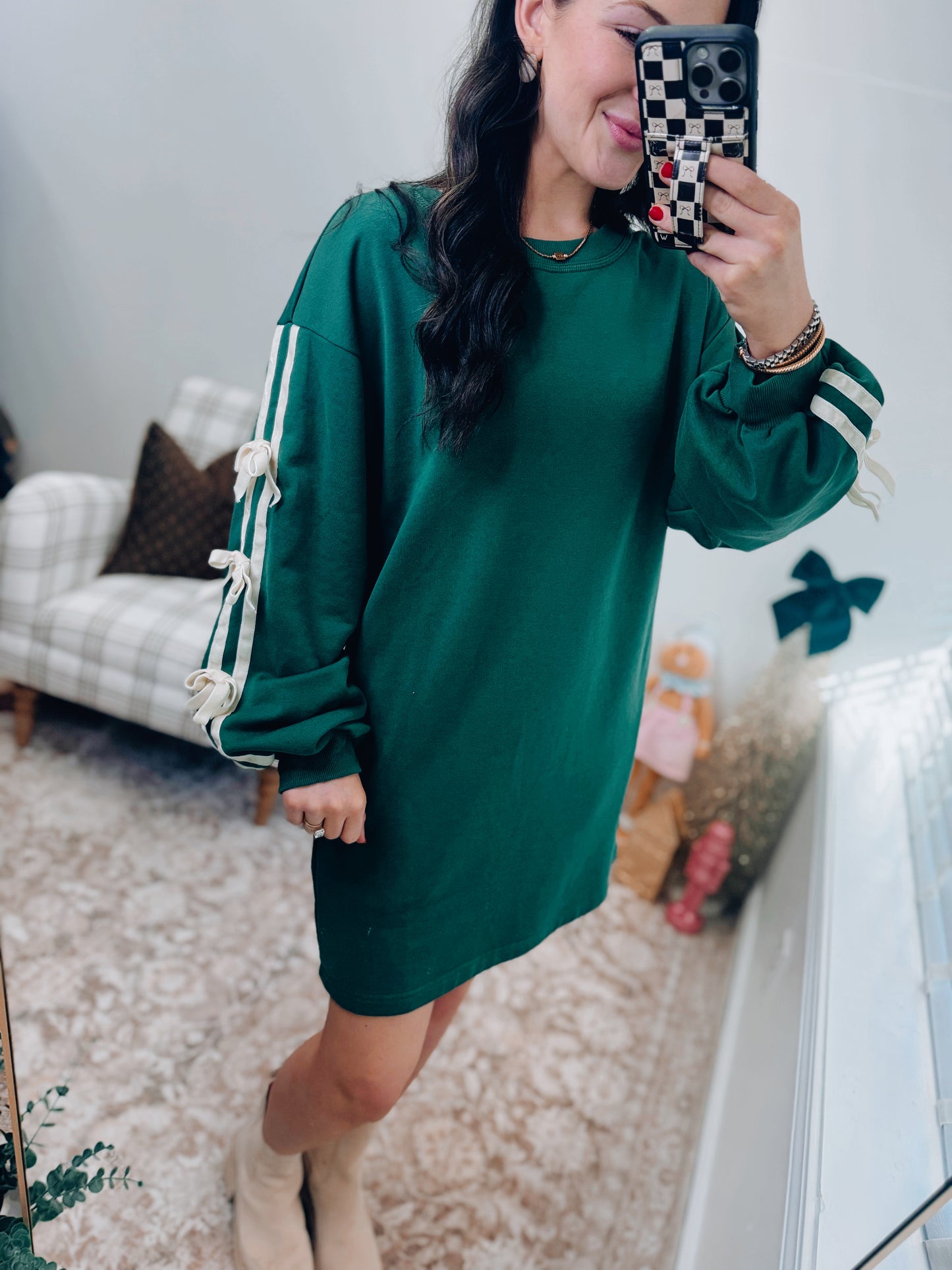 Evermore Velvet Bow Mini Dress